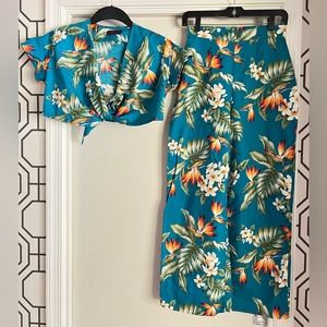 Violets in May Tropical Print Kiana Pants Set